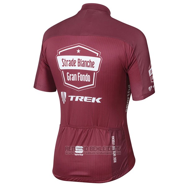 2017 Fahrradbekleidung Strade Bianche Trek Rot Trikot Kurzarm und Tragerhose